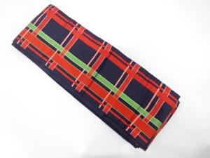 本場筑前博多　格子模様織り出し　半幅帯